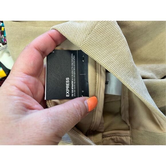 Express Stylist Tan Ankle Super High Rise Corduroy  Trousers Pants sz 2R NWT - Picture 6 of 8